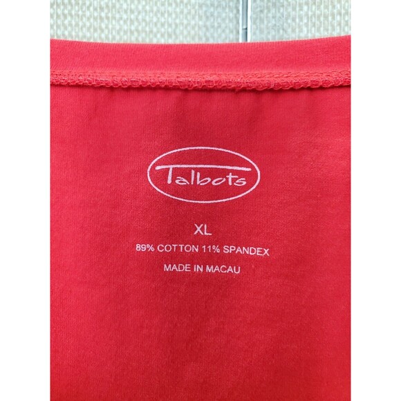 Talbots Red Cotton Spandex Scoop Neck Long Sleeve T-Shirt Size XL - Picture 3 of 6
